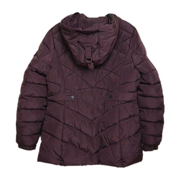 Madden NYC Puffer Coat Women's M Deep Purple Hooded Full-zip Logo - Picture 2 of 8